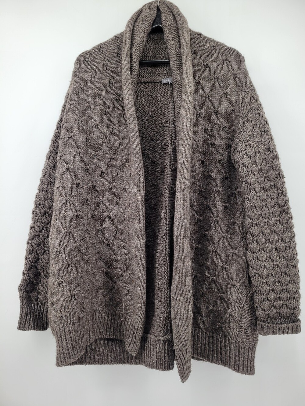 Vince Yak Wool Cozy Chunky Knit Open Cardigan Sweater - Brown Size Small